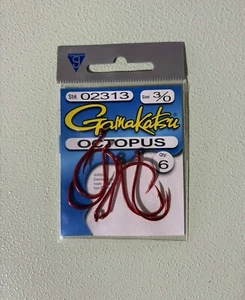 6 Pack Gamakatsu Octopus Bleeding Blood Red Fishing hooks size 3/0 02313 NEW! - Picture 1 of 1