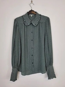 Max Studio Blouse Long Sleeve Scallop Collar/Cuffs Size Medium Vgc - Picture 1 of 10