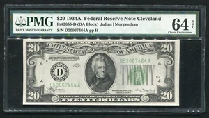 FR. 2055-D 1934-A $20 FRN FEDERAL RESERVE NOTE CLEVELAND, OH PMG UNC-64EPQ - Picture 1 of 2