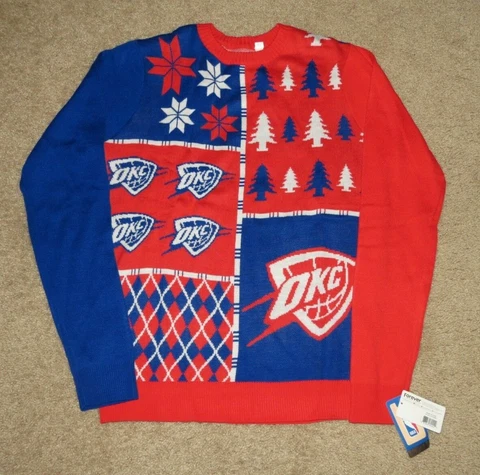 Oklahoma City Thunder Ugly Christmas Sweater Forever Collectibles - Medium - New Cover
