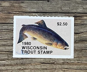 WTDstamps - 1980 WISCONSIN - State Trout Fishing Stamp - LotP - Mint OG NH - Picture 1 of 2
