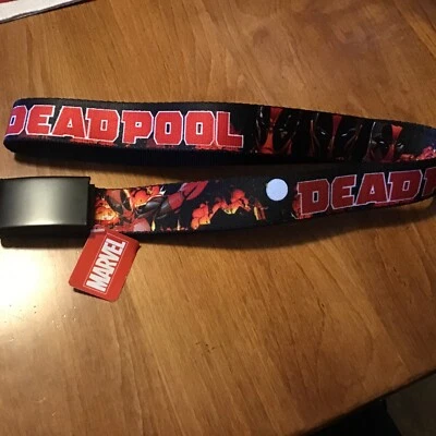 Marvel Comics Cinturón Dead Pool Cinturón Web Ajustable Negro Hebilla 46” Largo E30 Foto 1 de 4