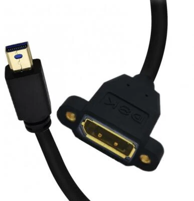 Mini DisplayPort 1.4 to DisplayPort Panel Mount Video Monitor Extension Cable  - Image 1 of 4