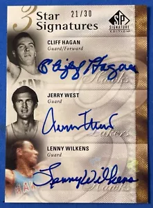 2009-10 SP Star Signatures Auto Jerry West Cliff Hagan Lenny Wilkens 21/30 - Picture 1 of 11