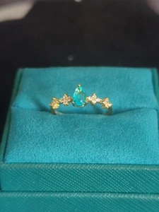 Ring 2 kt Birne Lab Created Aquamarin Sterlingsilber Größe 8 - Bild 1 von 8