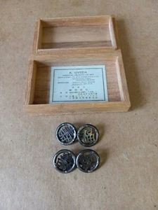 Vintage K.Uyeda Sterling Oriental Objects of Art (4) pcs. Buttons w/ Box - Picture 1 of 9