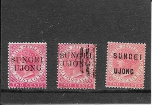 STAMPS: MALAYSIAN STATES 1885-90(O/PRINTED) "SUNGEI UJONG" 2 x M/MINT + 1 F/USED - Bild 1 von 1