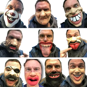 Funny People Halbes Gesicht Comedy Maske Stag Henne Party Latex Maskerade Lacht - Bild 1 von 29