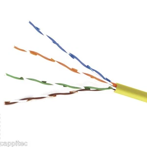 20M OF YELLOW HIGH QUALITY SOLID COPPER CORE CAT5E UTP LSOH 4 PAIR NETWORK CABLE - Picture 1 of 2