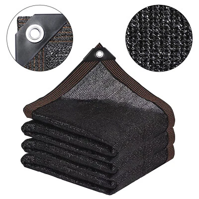 80% 90% Black Sunblock Shade Cloth Taped Edge w/ Grommets UV Resistant Shade Net - Image 1 of 4