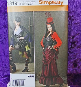 Simplicity 1819 Steampunk Kostüm Muster Bustle Rock Bolero Korsett 14-22 Neu - Bild 1 von 2