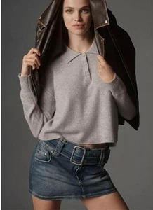 Anthropologie Pilcro Denim Micro-Rock mit Gürtel blau Größe 10 mittlere Waschung neu 108 $ Etikett - Bild 1 von 10