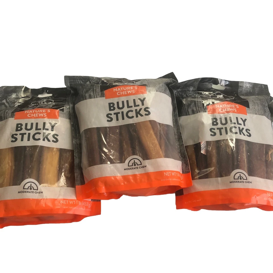 DENTLEY'S Dentley’s Bully Sticks Dog Chews. 1lb. 3 Bags! Beef pizzle NEW! Free Shipping!