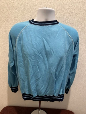 Vintage Large Mod Raglan Acrylic Ringer Crewneck Blue - Image 1 of 4