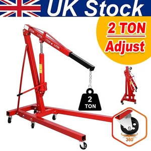 2 Ton Hydraulic Folding Engine Crane Hoist Lift Lifter Tonne Jack Stand Workshop - Picture 1 of 22
