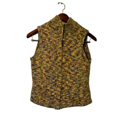Talbots Vintage Crochet Knit Acrylic Wool Sweater Vest Snaps Womens Small/Med - Image 1 of 4