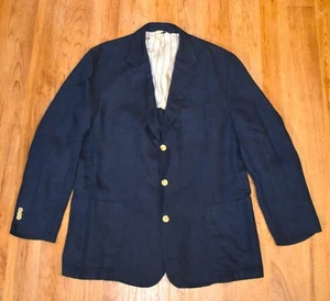 Peter Millar Men's 46R Linen Solid Blue Sport Coat Blazer - Picture 1 of 6