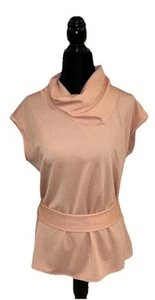 Blusa con cinturón 7th Avenue XS sin mangas cuello capucha color melocotón - Imagen 1 de 8