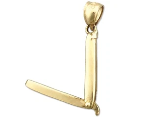 Dije de afeitar recto de peluquero móvil 3D oro 14K - Imagen 1 de 6