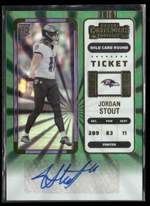2022 Panini Contenders RC Auto Green Lazer- #214 - Jordan Stout - Ravens - Picture 1 of 2