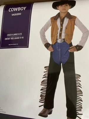 NUEVO Disfraz de Vaquero 2 Piezas Halloween Niño Niños X-Grande 14-16 Amscan Foto 1 de 4