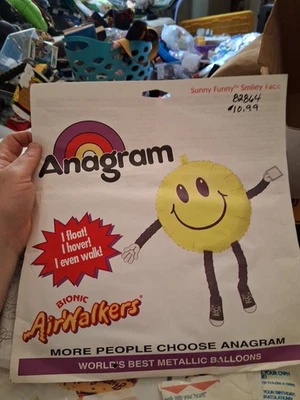 NUEVO De Colección Anagrama Airwalker Soleado Divertido Cara Sonriente Lámina Globo Gigante Foto 1 de 3