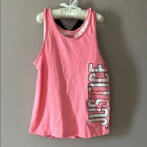 Justice Girls Pink Tank Top Size 10 Built-In Bra Cami Active Dance Layering - Picture 1 of 3