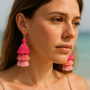 Boho Tassel Earrings Triple Layer Handmade Statement Drop Dangle Festival Gift - Picture 1 of 8