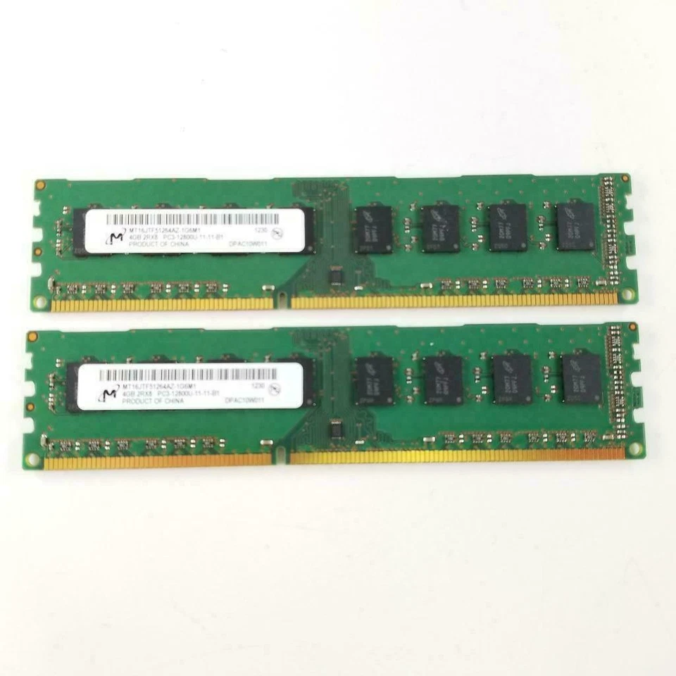 Micron 8GB (2x4GB) 2Rx8 PC3-12800U 1600Mhz DDR3 RAM Memory MT16JTF51264AZ-1G6M1 - Image 1 of 1