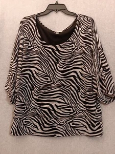 DRESSBARN Damen Bluse Gr. 22/24 schwarz/weiß Animalprint Tunika gefüttert - Bild 1 von 10