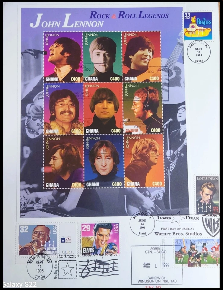 Beatles Hinged Sheet Rock & Roll Legends John Lennon on a Cover. - Image 1 of 1