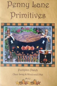 Pumpkin Patch Pattern By Penny Lane Primitives Chair Swag & Windowsill Mat - Picture 1 of 5