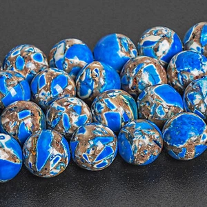Cuentas sueltas redondas de piedra natural de 8 mm azul claro grado A+ - Imagen 1 de 4