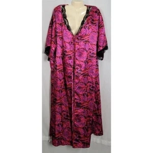 Serenada 1X 18/20 Robe Long Silky Satin Pink purple muumuu gown Kimono EUC - Picture 1 of 7