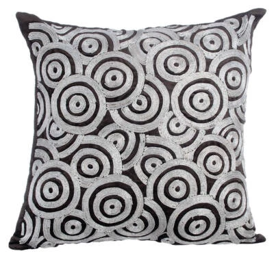 Decorative Cushion Cover Grey 16"x16", Bed Decor Velvet - Go Silver Rings - Image 1 of 2