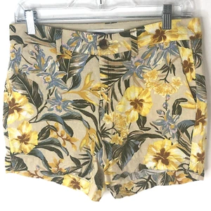 Old Navy Damenshorts 2 gelb blau Leinen Baumwolle Chino Taschen hawaiianisch Preppy - Bild 1 von 13
