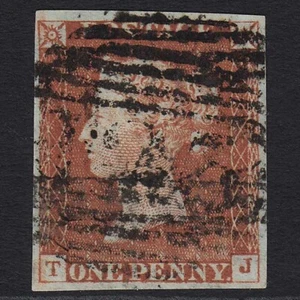 M39_05 GB QV 1841 1d RED-BROWN PLATE 39 (SG8) 'TJ' GU 4 MARGINS - Picture 1 of 2