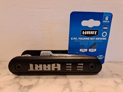 HART 6-Piece FOLDING NUT DRIVERS | METRIC | 360° ROTATION | 5 6 8 9 10 12 MM - Image 1 of 3