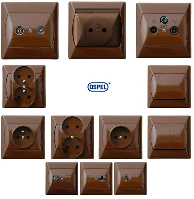 Prises / Interrupteurs/ Poussoirs Bronze / Marron Gamme AKCENT OSPEL
