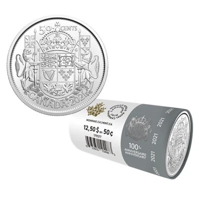 2021 50 Cent Limited Edition From Mint Roll 100th Anniv. of Canada Coat Of Arms - Image 1 of 3