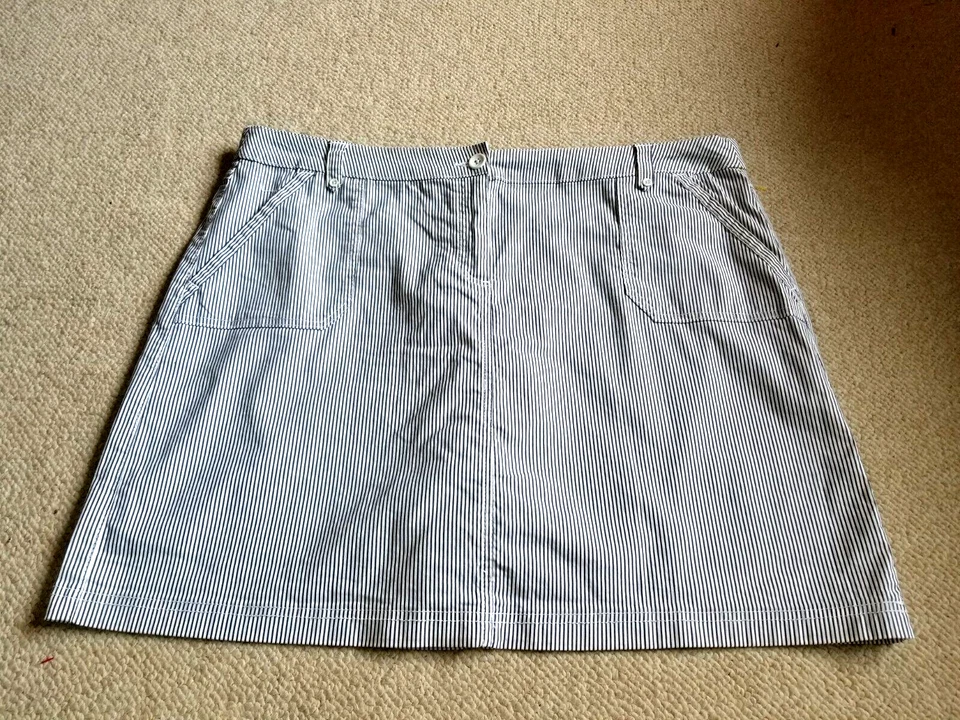 Mujer Skort-KAREN SCOTT-azul/blanco rayas algodón elástico-18 Foto 1 de 4