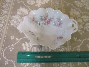 Antique M.Z. Austria Scalloped Edge Pink Rose Candy Dish 5 3/4" L x 3.5" W(1pc) - Picture 1 of 5
