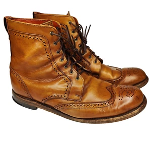 Stivali Allen Edmonds Dalton Wingtip 8" pelle noce brunita uomo taglia 13 D - Foto 1 di 9