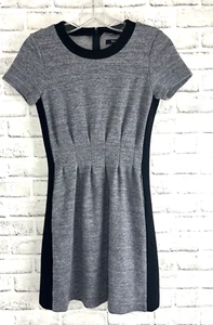 Madewell Size 0 Gray Black Color Block Short Sleeve Fit and Flare Women's Dress - Picture 1 of 9