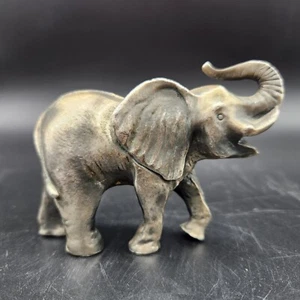 PEWTER LUCKY ELEPHANT PAPERWEIGHT Trunk Up For Good Luck Vintage 3.5" Long - Picture 1 of 9