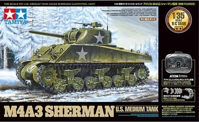 TAMIYA 1/35 RC Tank No.17 American M4A3 Sherman Tank with dedicated radio 48217 - Image 1 of 3
