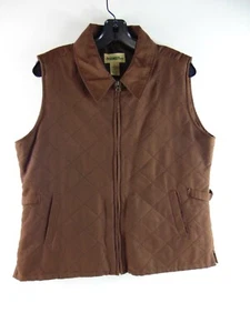 Gander Mountain Brown Nylon Blend Full Zip Quilted Vest L - Picture 1 of 7