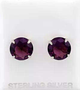 GENUINE 8.24 Cts AMETHYST STUD EARRINGS .925 STERLING SILVER - New With Tag - Picture 1 of 4