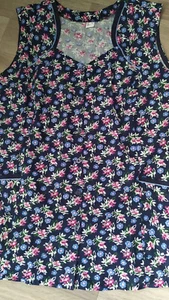 Schnäppchen Kittelschürze, Hauskleid neu Gr.56 kurz Baumwolle Dunkelblau geblümt - Bild 1 von 2