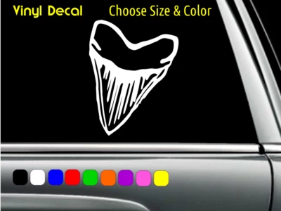 Calcomanía fósil diente de tiburón Megalodon computadora portátil ventana de automóvil ELIGE TAMAÑO COLOR Foto 1 de 3